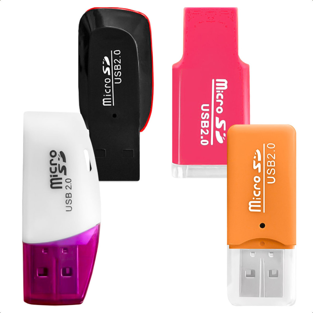 Mini Leitor de Cartão USB 2.0 – MicroSD, SD e MMC Plug & Play Compacto
