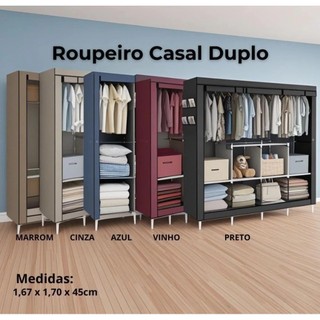 Guarda Roupa Dobrável Arara Portatil Armário Organizador Multiuso Roupeiro Cabideiro Sapateira Top