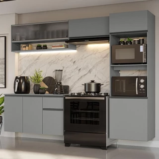 Armário de Cozinha Completa 260 cm Suspenso Nice Madesa 11 em Oferta na Shopee