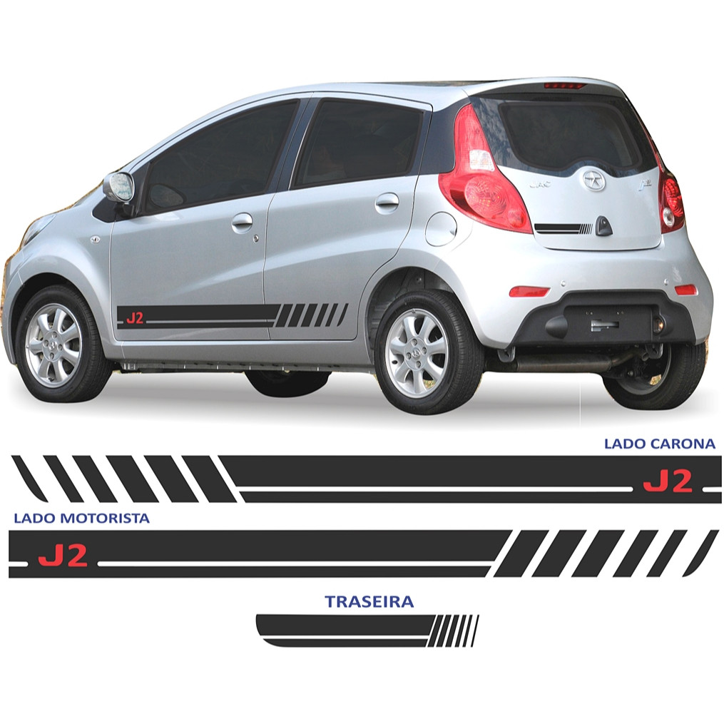 acessorios jac j2 faixas lateral e traseira kit adesivos | Shopee Brasil