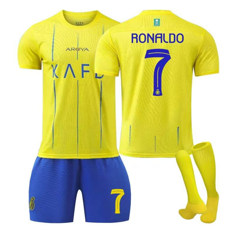 【 Uhome 】 23-24 Seazon Al-Nassr Crianças & Adult Soccer Jersey Kids 7 # RONALDO 10 MANE Conjunto De Futebol Doméstico Para Homens Com Meias