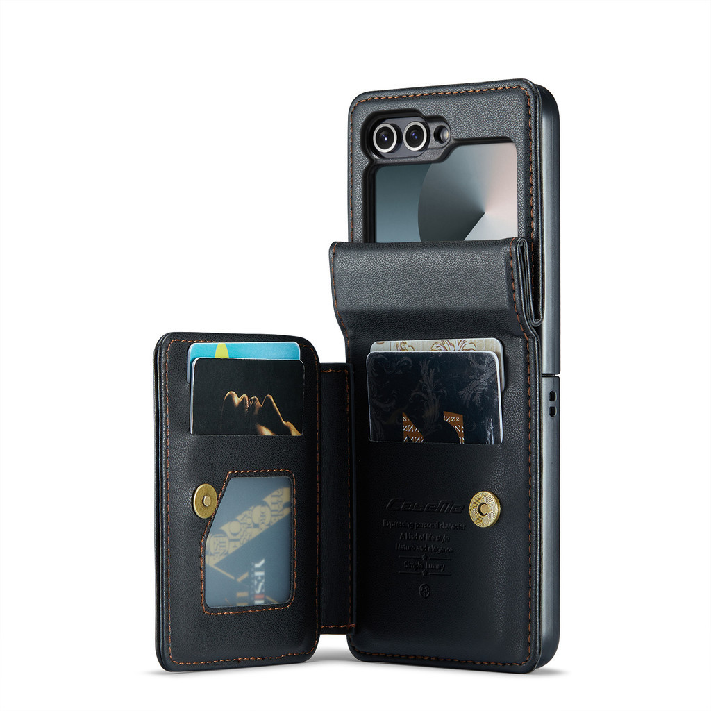 Capa De Couro Para Samsung Galaxy Z Flip 5 6 7 Carteira De Cartão