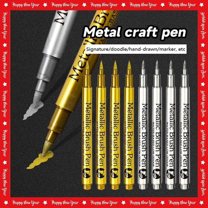 Arte Nome Do Sinal De Vidro Pincel De Pano Macio Ponta De Prata Metal Artesanal Trabalho Pintura Caneta Marcador