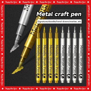 Arte Nome Do Sinal De Vidro Pincel De Pano Macio Ponta De Prata Metal Artesanal Trabalho Pintura Caneta Marcador