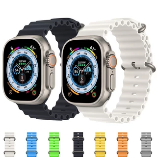 Pulseira De Silicone Ocean Compatível Para Relógio Maçã Série Ultra 49mm 45mm 44mm 40mm 41mm 42mm