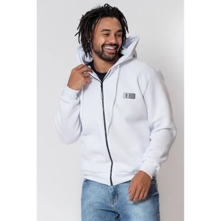 Blusa Masculina Moletom Capuz Polo Wear Branco