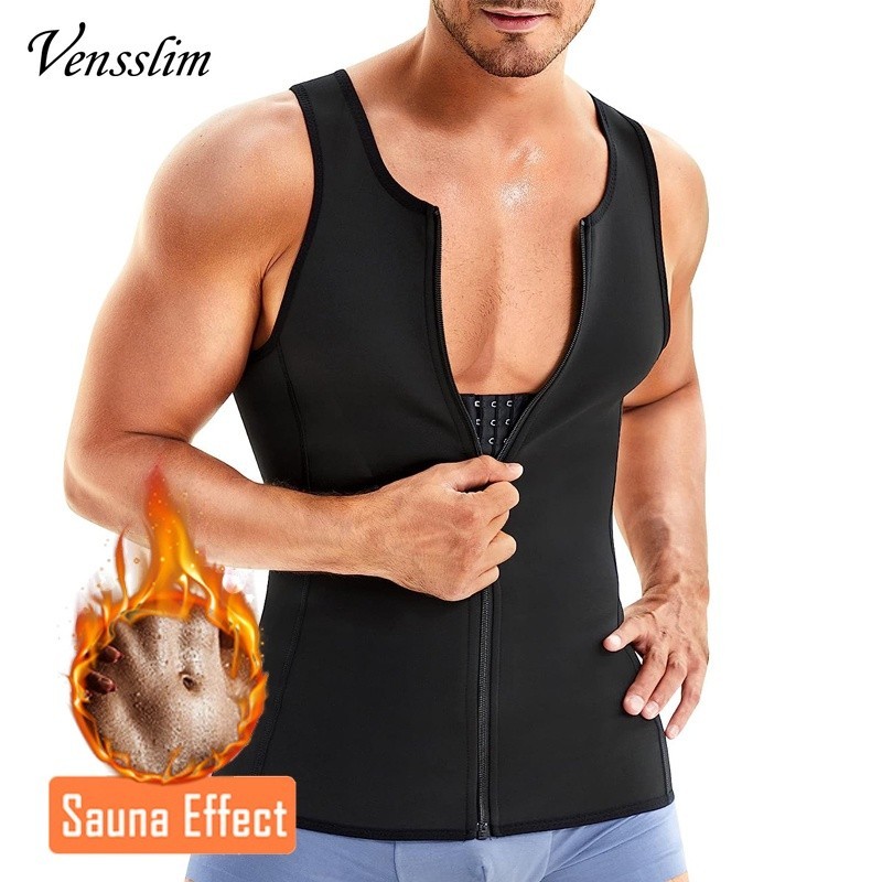 Vensslim Men Shapewear Camisa De Compressão De Emagrecimento Com Zipper Tummy Control Waist Trainer Sweat Sauna Corset