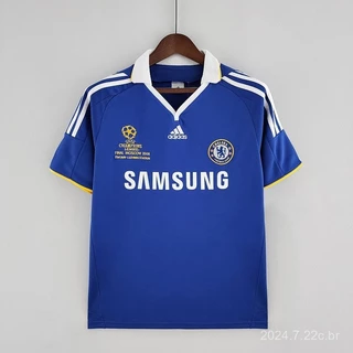 668 chelsea retro jersey 08/09 casa a2 bola retro futebol t shirt homens
