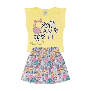 Conjunto menina infantil veão blusa e saia sublimada tamanho 4 6 8 10