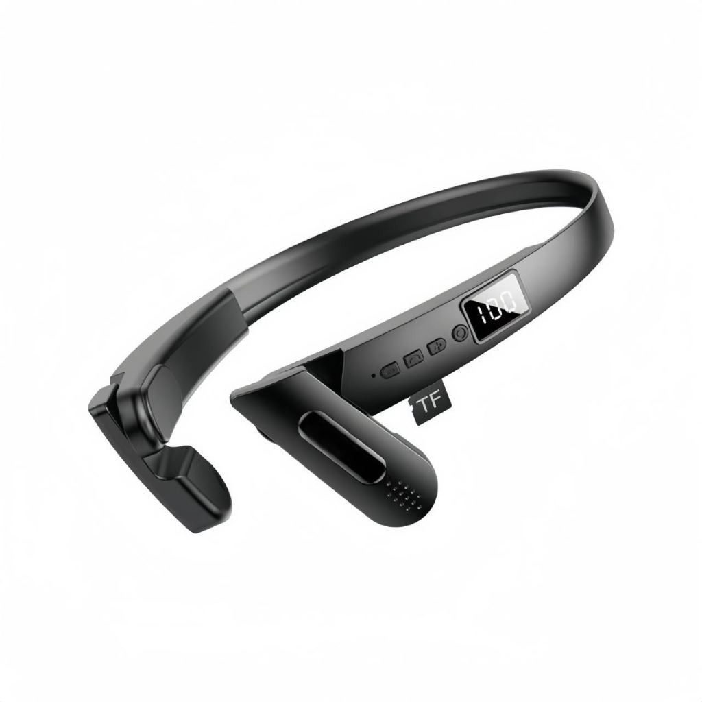 Fones de ouvido bluetooth tipo de orelha de suspensão condução óssea esportiva display digital qualidade de som hd