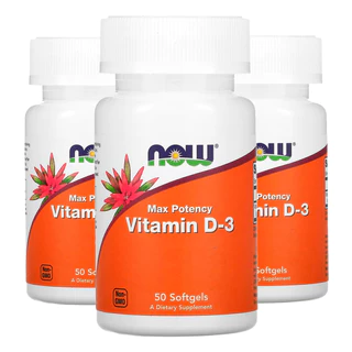 Kit 3x Vitamina D3 50.000 Ui Now Foods 50Caps Softgels /Made in Usa