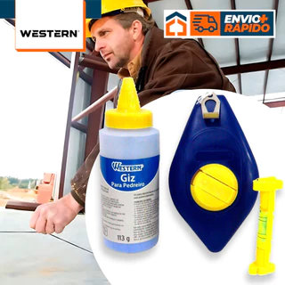 Kit Gesseiro Giz de Linha Para Marcação 30 Metros Kit Pedreiro Linha de Marcação Western