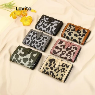 Lovito Porta-moedas casual simples estilo curto com estampa de leopardo para mulheres LFA45316