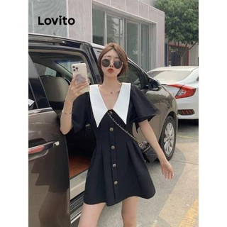 Lovito Vestido casual Ditsy Floral Colorblock para mulheres LNM75324