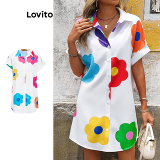 Lovito Vestido casual floral com flores para mulheres LBL16111