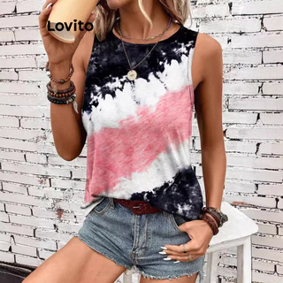 Lovito Casual Tie Dye Padrão Regata para Mulheres LNL79435