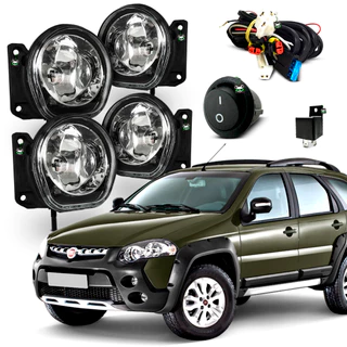 Kit Farol Auxiliar Milha Palio Weekend Adventure 2004 2005 2006 2007 S/ Moldura Botao Tic Tac