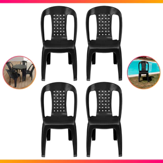Kit 4 Cadeiras de Plástico Resistente 154 Kg P/ Igreja Lanchonete Bar Jardim