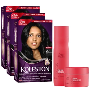 KIT TRIO Koleston Colr Preto 20 55g + Tratamento