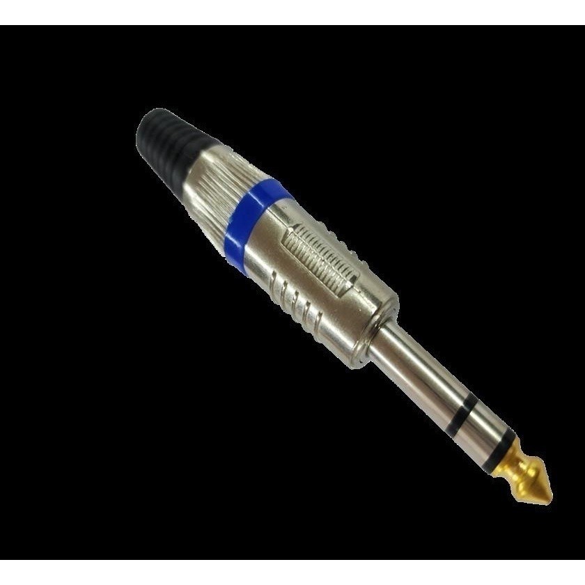 kit 10 Conector P10 STEREO Niquelado Com Mola azul Oferta