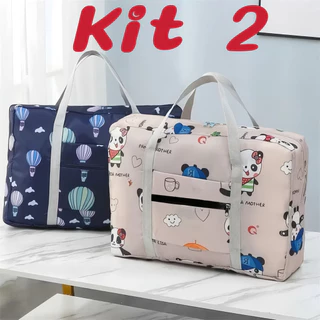 Kit 2 Bolsa Mala Dobrável Impermeavel Para Viagem Organizador Armazenamento De Bagagem em Oferta na Shopee