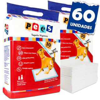Tapete Higiênico Slim Pees Para Cães 60 Unidades 50x60cm