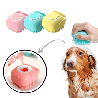 Kit 1/2/3  Escova Banho Cachorro Cães Massageador de Silicone Bucha Pet Com Dispenser Para Shampoo em Oferta na Shopee