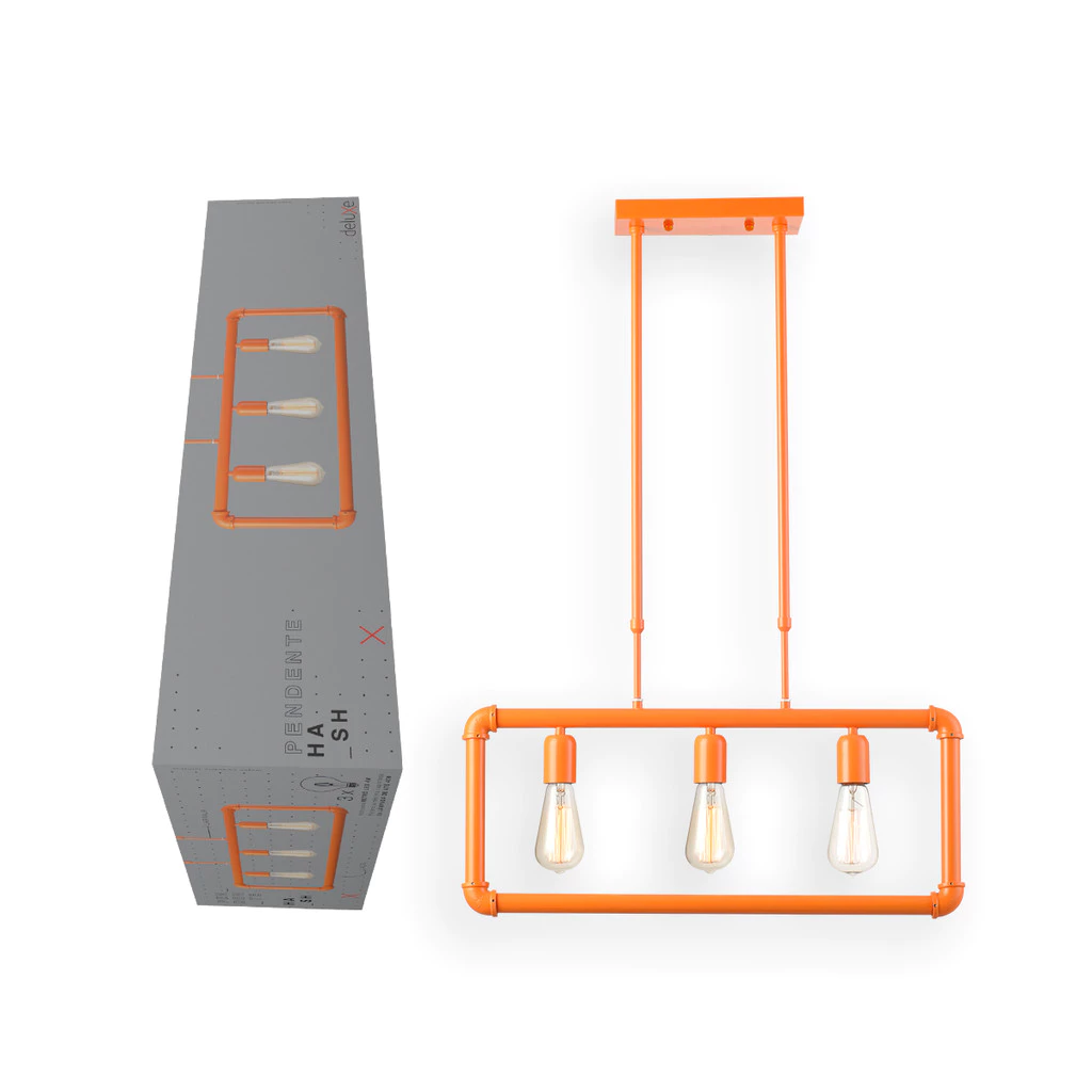 Luminaria Pendente Led Hash 4w 2400K 3xE27 Laranja Deluxe