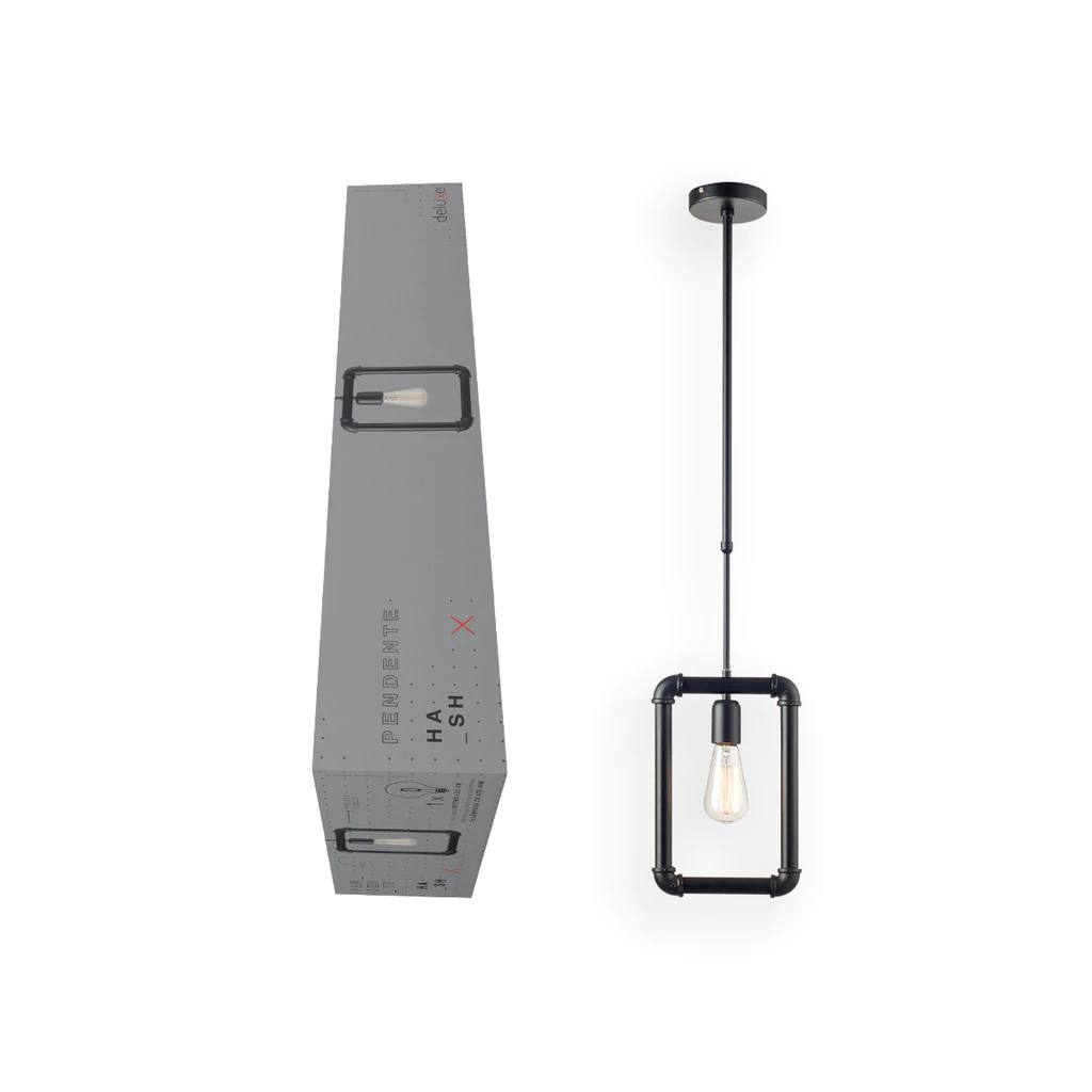 Luminaria Pendente Led Hash 4w 2400K E27 Preto Fosco Deluxe