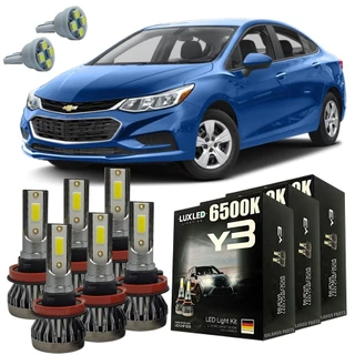 Kit Lâmpadas Super Led Y3 Mini Chevrolet Cruze LTZ 2017 Em Diante + Pingo T10