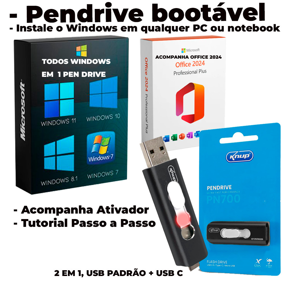 Pendrive Multiboot Windows 7 ao 11 | Shopee Brasil