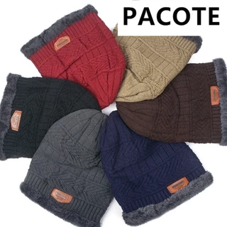 Pacote de Touca Peluda Masculina E Feminina unisex De Lã Forrada Com Pelinhos com 2 Unidades