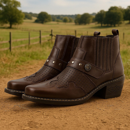 Botina Masculina Couro Texana Country Trabalho Rural | Shopee Brasil