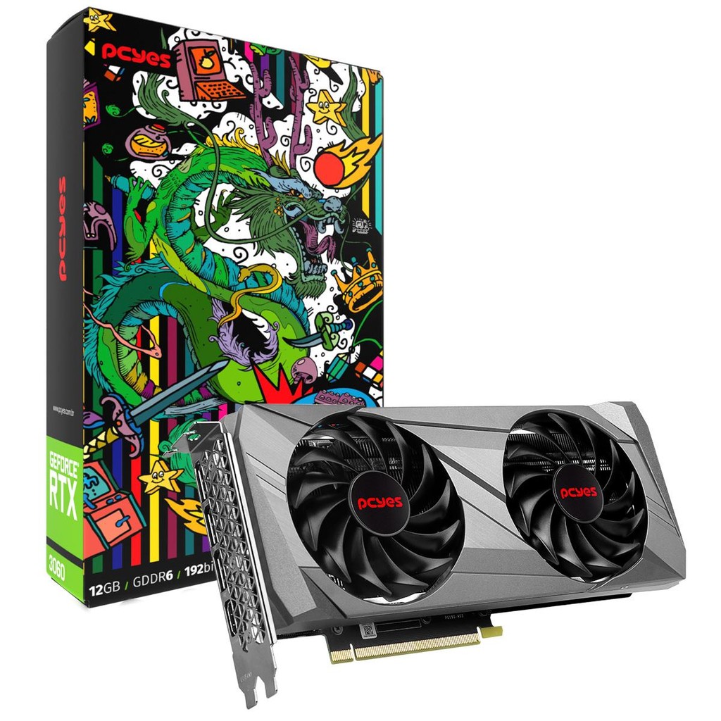 Placa de Vídeo Gpu Nvidia Geforce Rtx 3060 12gb Ddr6 192 Bit Graffiti Series Dual Fan - Pgs3060fs192
