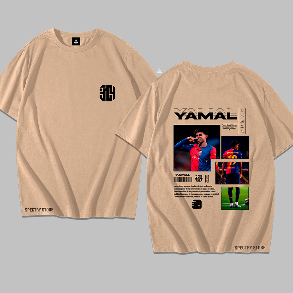 Camisa Camiseta Lamine Yamal 19 Barca Futebol Streetwear Algodão