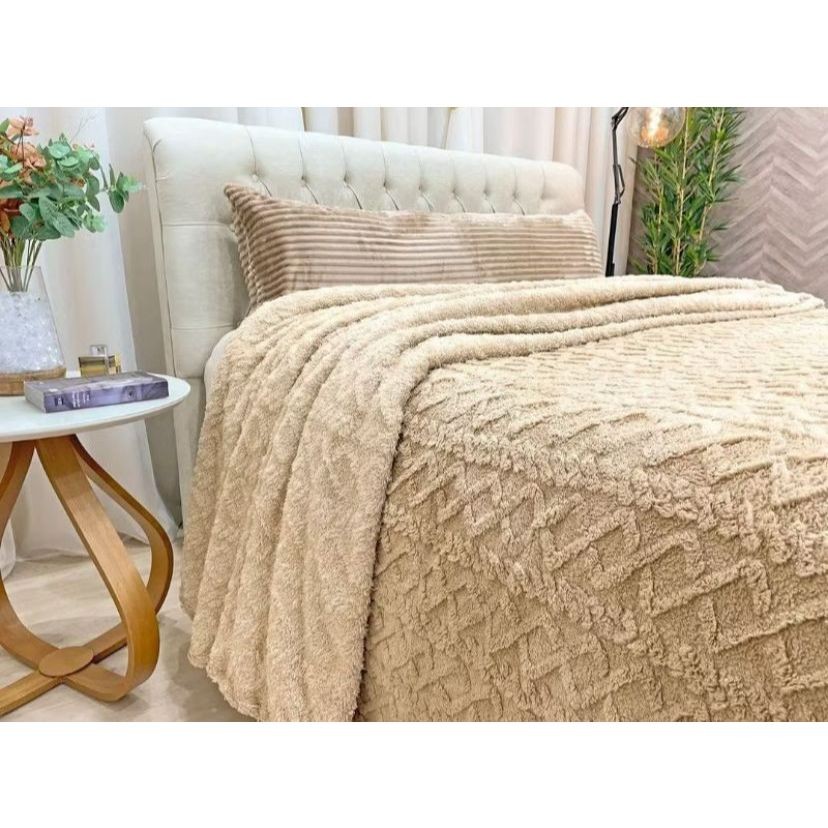 Cobertor Manta FLUFFY Cobre Leito Aconchego casal Queem 2,40 x 2,60 COM FRONHA PROMO RELAMPAGO