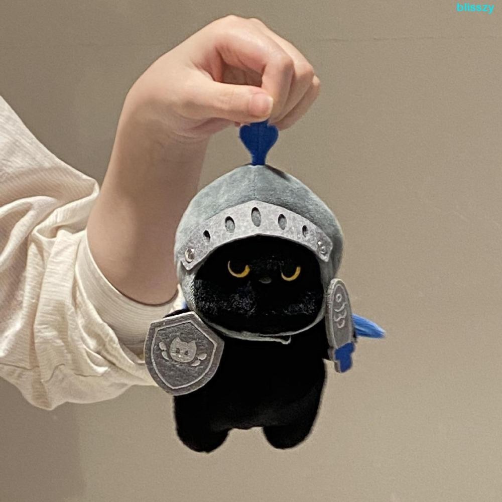 ISSZY Cat Brinquedo De Pelúcia , Boneca De Cavaleiro De Escudo Tolo , Decoração Gato Preto Fofo Destacável Natal