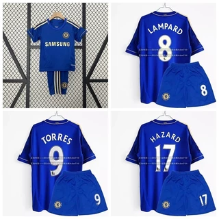 2012-13 Temporada Chelsea Retro Home Football Kids Jersey Kit Lampard Torres Conjuntos Esportivos De Perigo Para Crianças