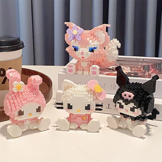 Blocos de construção de micropartículas Blocos de construção de micropartículas Brinquedos educativos de montagem Kuromi Hello Kitty HelloKitty Cartoon Girl Series 24.7.17