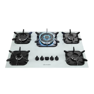 Fogão Cooktop Gás Mueller 5 Bocas Com Queimador Tripla Chama Bivolt Branco em Oferta na Shopee