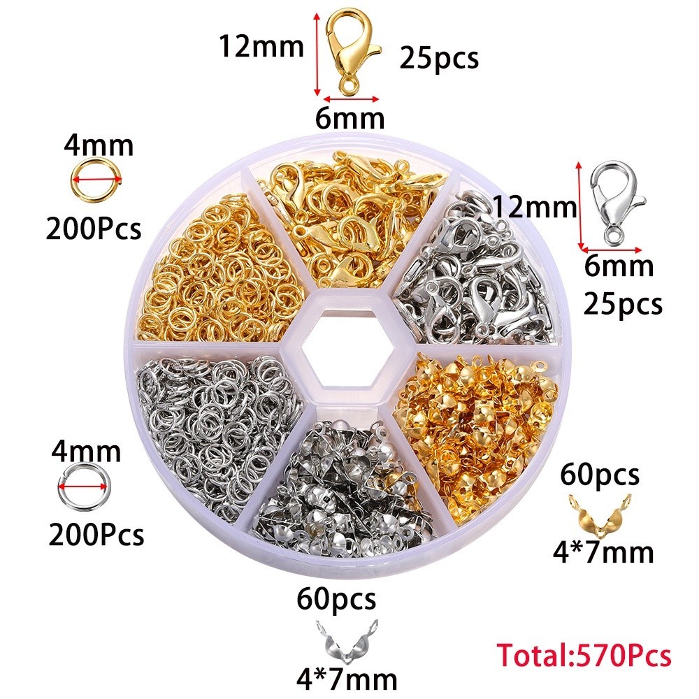 St.kunkka 570pcs /Set Conjunto de Acoplamento de Anel de Gancho para Conexão de Colar