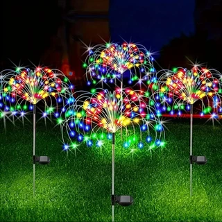 Lâmpada de Fogo de Artifício Solar Powered String 60/90/150/200 LEDs para Jardim e Pátio