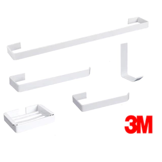 Kit De Acessórios Para Banheiro 5 Peças Stander Branco Fixação Adesiva 3m