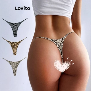 Lovito Calcinha sexy com estampa de leopardo para mulheres LNL68313