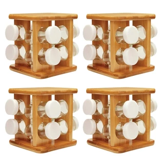 4x Porta Temperos Giratório OU de Bambu Keep com 9 Potes