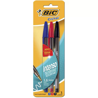 Caneta esferográfica 1.6 Cristal Bold com 3 unidades Bic em Oferta na Shopee