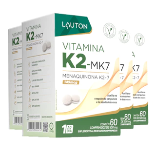 Kit 4x Menaquinona K2-7 149mcg Lauton 60 Comprimidos