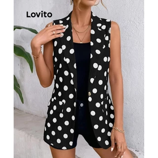 Lovito Blazer elegante de bolso com bolinhas para mulheres LNL75415