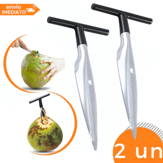 Kit 2 Fura Coco Furador Perfurador Manual Abridor Inox Pegador Resistente