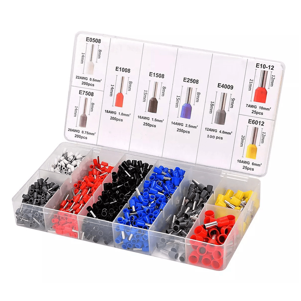 Terminal Tubular Ilhós com Estojo Organizador de 1250 peças 